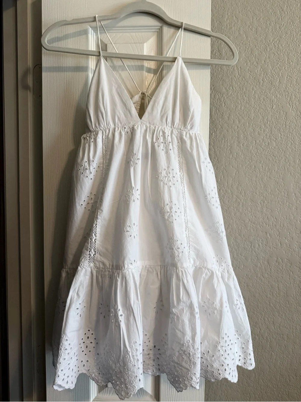 Zara White Eyelet Spaghetti-Strap Sundress